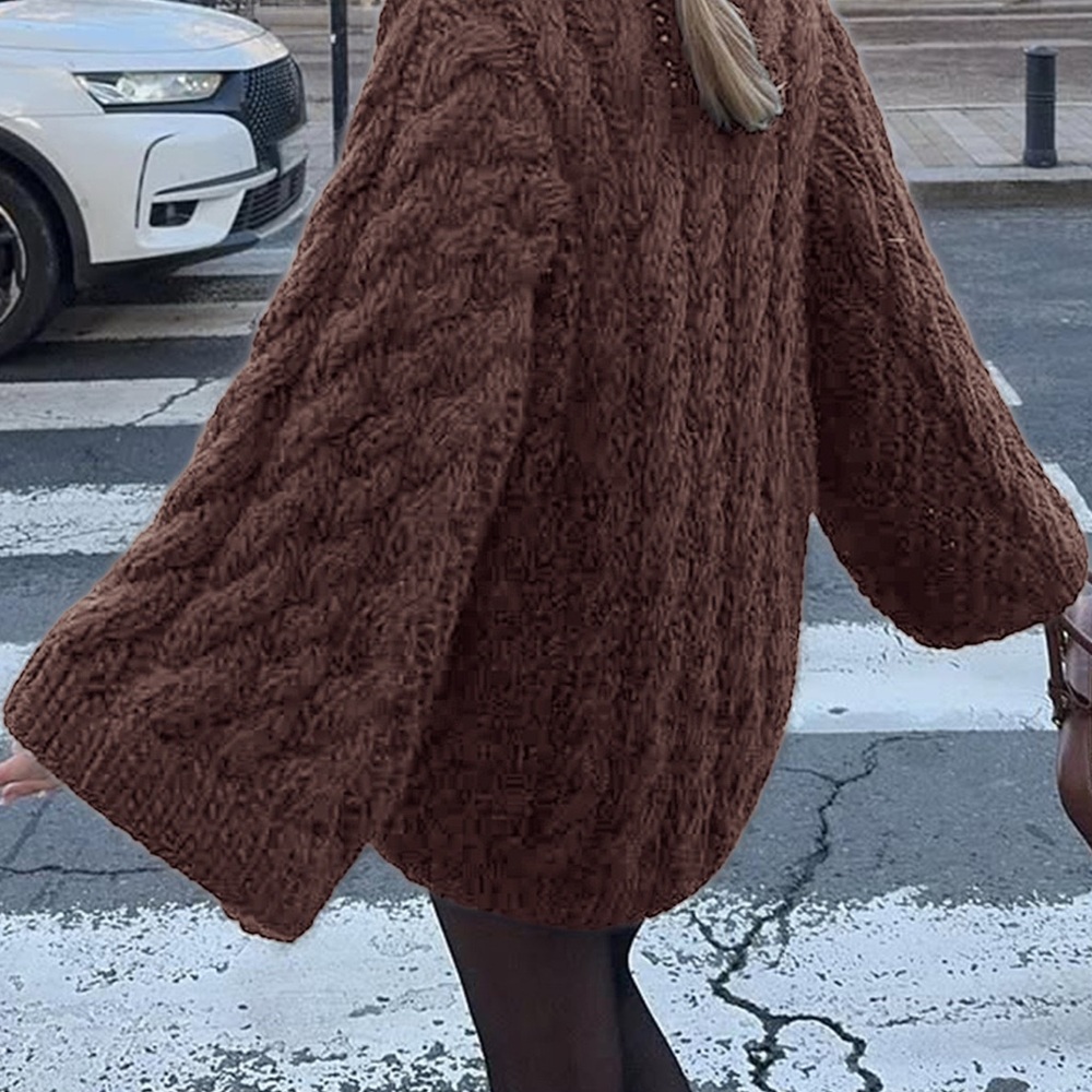 Cozy Brown Cable Knit Sweater - Picture 5 of 5